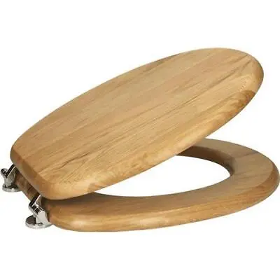 Oak Wooden Bathroom Toilet Seat Bottom Fitting Fixings Included High Quality • £35.97
