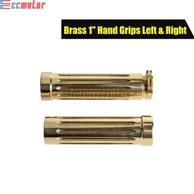 1'' 25mm Motorcycle Brass Handlebar Hand Grips For Harley Bobber Chopper Custom • $117.99