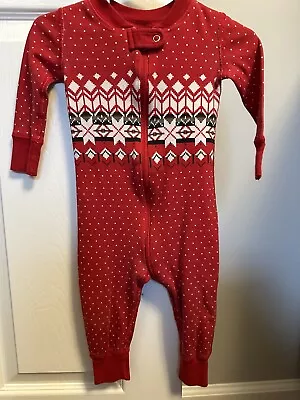 Hanna Andersson Christmas Pajamas One Piece Zipper Sz 70 6-12 M • $9.99