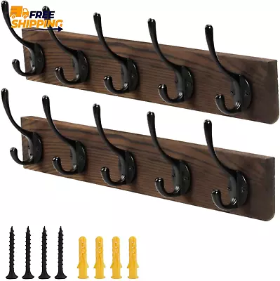 Coat Rack Wall Mount 2 Pack Hat Rack With 10 Wall Hooks Coat Hooks Wall Coat ✅ • $22.89