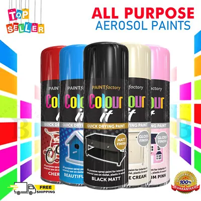 Spray Paints All Purpose Aerosol Matt Gloss Satin Primer Glitter Neon 400ml - B6 • £5.79