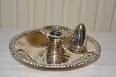£22 • Buy Antique Elkington Silver-plated Chamberstick Candle Holder & Snuffer