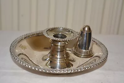 £22 • Buy Antique Elkington Silver-plated Chamberstick Candle Holder & Snuffer