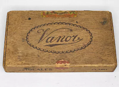 Vintage Wood Cigar Box - Vanor Ideales Claro Holland Tobacco Smoking Collectable • $20