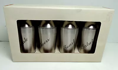 Cynthia Rowley Mini Cocktail Shakers 4 NEW In Box Metallic Retro Styling Barware • $34.99