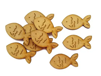 Wooden Mdf Fish Animal Sea Life Shape Craft Ornament Laser Cut Embellishment • £3.29