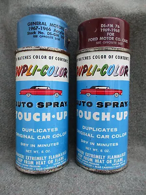 VINTAGE 1960s FORD MOTOR CO & GM DUPLI-COLOR CAR TOUCH-UP SPRAY PAINT CANS EMPTY • $25.99