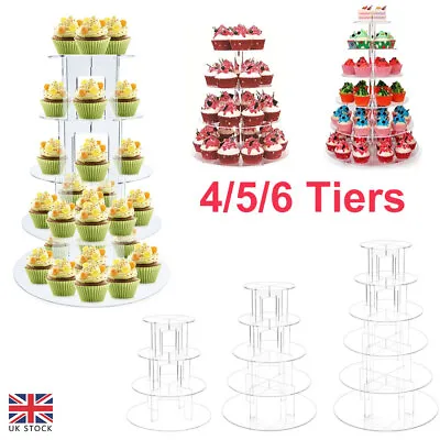£15.75 • Buy 4/5/6 Tiers Round Cupcake Stand Dessert Tower Clear Acrylic Display Cake Stand