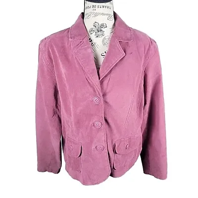 Motto L Woman's Leather Jacket Mauve Pink Moto Blazer Waist Length W/ Pockets • $31.45