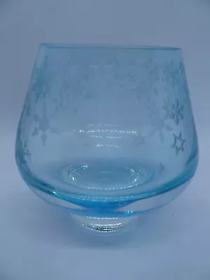 Dartington Aqua Blue Glass With Stars ..Snow Flakes ? Signed • £10