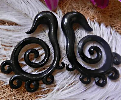 Spiral Ear Gauge Tribal Plug Carved Handmade Expander Piercing Buffalo Horn Bone • $25.50