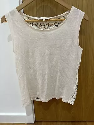 Sandro Nude Pink Cream Lace Linen Vest Top • £4.99