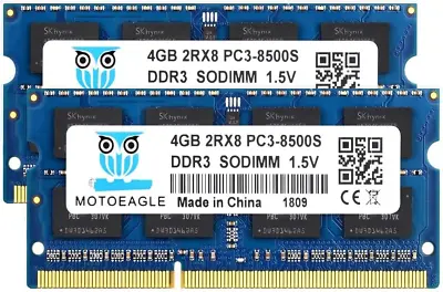 PC3 8500S DDR3 1066MHz 8GB Kit 2x4GB Sodimm RAM CL7 204 Pin 1.5V 2RX8 Dual Rank • £18.17