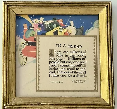 Buzza Motto 1927 Friendship Quote By Edgar A. Guest Framed Print 5  7/8” Vintage • $29.99