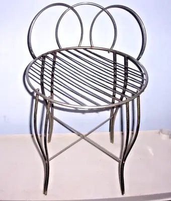 Vintage MCM Vanity Stool Boudoir Chair Hollywood Regency Brass Finish Gold • $49.99