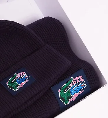 Lacoste Original Scarf & Beanie Gift Set Navy Blue New With Tags And Gift Box • £89.99