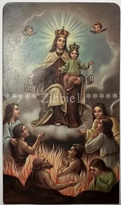 Our Lady Of Mt. Carmel Vintage Holy Devotional Prayer Card. • $6