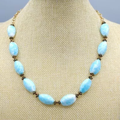 Repurposed Vintage Blue Speckled Peking Glass Bead Necklace 20  • $49.69