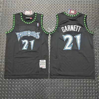 Adult Large MN Timberwolves Kevin Garnett Stitched Black Throwback Jersey • $67.50
