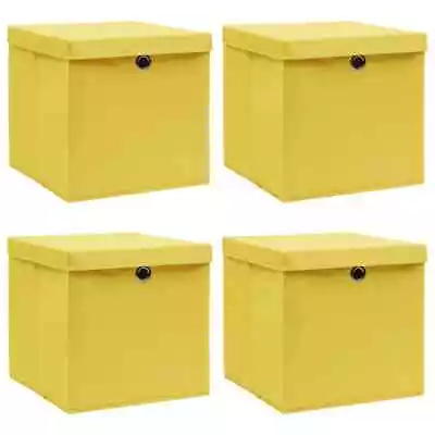 Yellow Fabric Storage Boxes With Lids 32x32x32 Cm Set Of 4 • £33.03