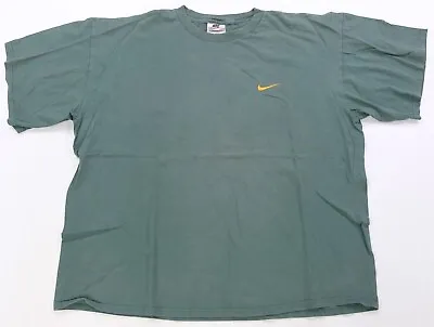 Rare Vintage NIKE Small Embroidered Swoosh T Shirt 90s 2000s White Tag Green XL • $34.99