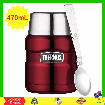 Thermos Stainless King Insulated Food Jar With Spoon  470ml Red FAST SHIPPING • $33.99