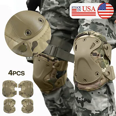 Military Army Elbow Knee Pads Airsoft Tactical Combat Paintball Sport Protection • $14.58