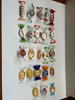 Vintage Murano Style Blown Glass 2  Wrapped Candy  Lot Of 23 Multicolor #4 • $42