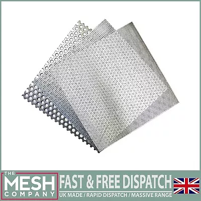 Bargain Aluminium Perforated Mesh Sheet Plate Wire Mesh UK Made Guillotine Cut • £8.99