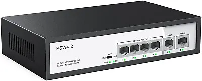 4 Port PoE Switch With 2 Ethernet Uplink Extend Function Max Output 65W 803.af • $27.99