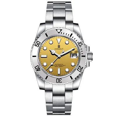 40mm Corgeut Yellow Dial Luminous Sapphire Glass NH35 Automatic Men's Wristwatch • $87.42