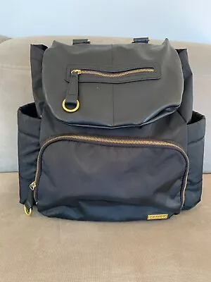 Skip Hop Wide Open Backpack Nappy Bag Black • $50