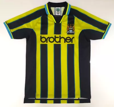 Medium Mens Retro Scoredraw MANCHESTER CITY F.C. Away Football Shirt 1998 1999 • £19.99