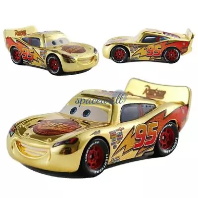 Disney Pixar Cars Golden Lightning McQueen 1:55 Diecast Model Toy Car Loose Gift • £7.19