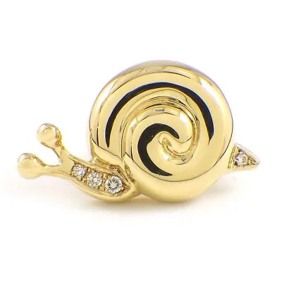 MIKIMOTO Brooch Snail Motif Diamond 750(18K) Yellow Gold • $475