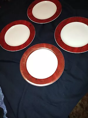 4 Dinner Plates Barns Warren Kimble Sakura Red Boards 11  1998 • $50