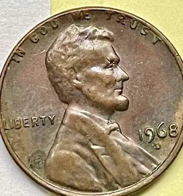 1968 D Lincoln Cent Letters On Top Rim And  L  In Liberty On Edge Large Date • $89