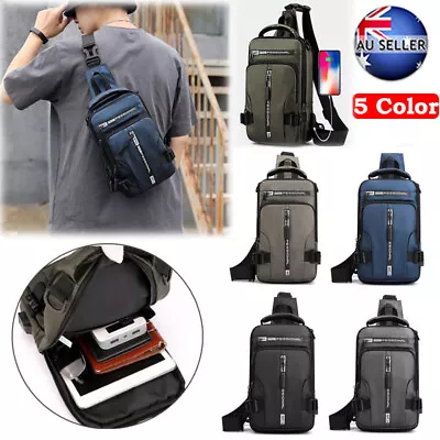 $13.99 • Buy Anti-theft Chest Shoulder Messenger Backpack Men Sling Crossbody Bag USB Port
