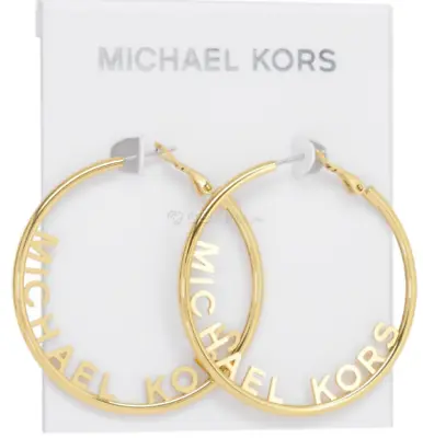 Iconic Large Michael Kors Gold Hoop Logo Earrings • $48