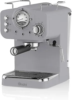 Swan Retro SK22110GRN Pump Espresso Coffee Machine With Frother Grey • £59.99