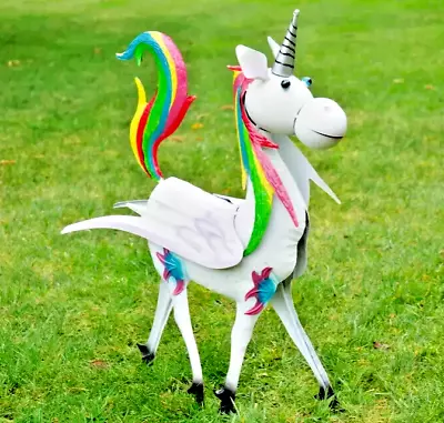 Metal Fairy-tale Mythical Unicorn Home Garden Patio Ornament Colourful Enchanted • £19.99