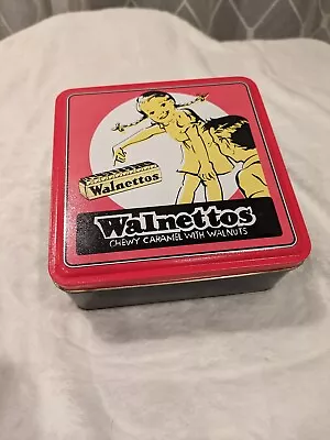 Vintage Walnetto's Candy Tin 6  X 6  Chewy Caramel Walnut Sweets • $22