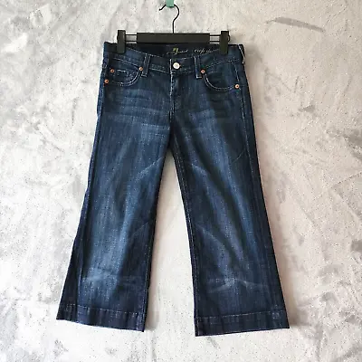 7 For All Mankind Dojo Crop Jeans Womens Size 24 Blue Denim Flare Leg USA • $17.46