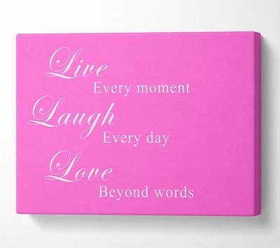 £68.99 • Buy Love Quote Live Laugh Love Vivid Pink Canvas Wall Art Home Decor Large Print