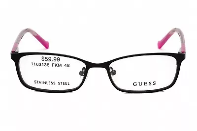 GUESS Kids GU9155-3 005 Matte Black /Pink Metal Frame Clear Demo Lens Eyeglasses • $29.99