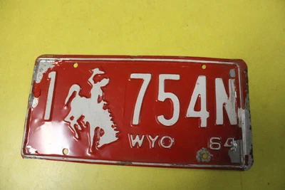 $15 • Buy 1964 Wyoming License Plate #1 754N