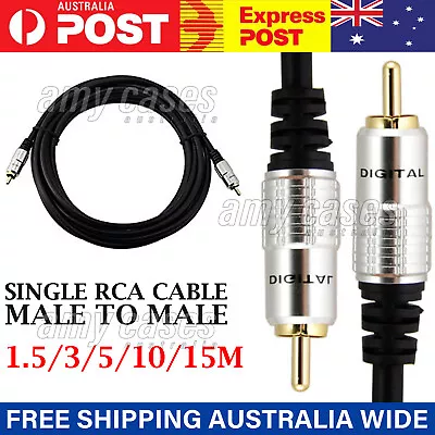 Single RCA Cable For Subwoofer Digital Coaxial Audio Video Gold Plated MEL • $6.93