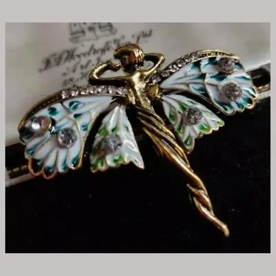 Vintage Art Nouveau Style Fairy Nymph Brooch Shawl Pin Pendant Jewellery • $8.16