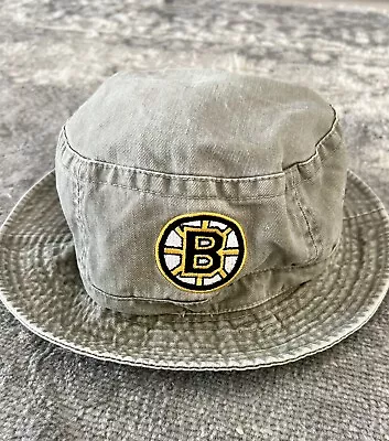 Boston Bruins Boonie Bucket Hat Khaki Vintage 90s NHL Hockey • $24