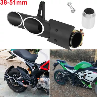For Yamaha YZF-R6 38-51mm Dual Outlet Motorcycle Exhaust Muffler Tail Pipe New • $39